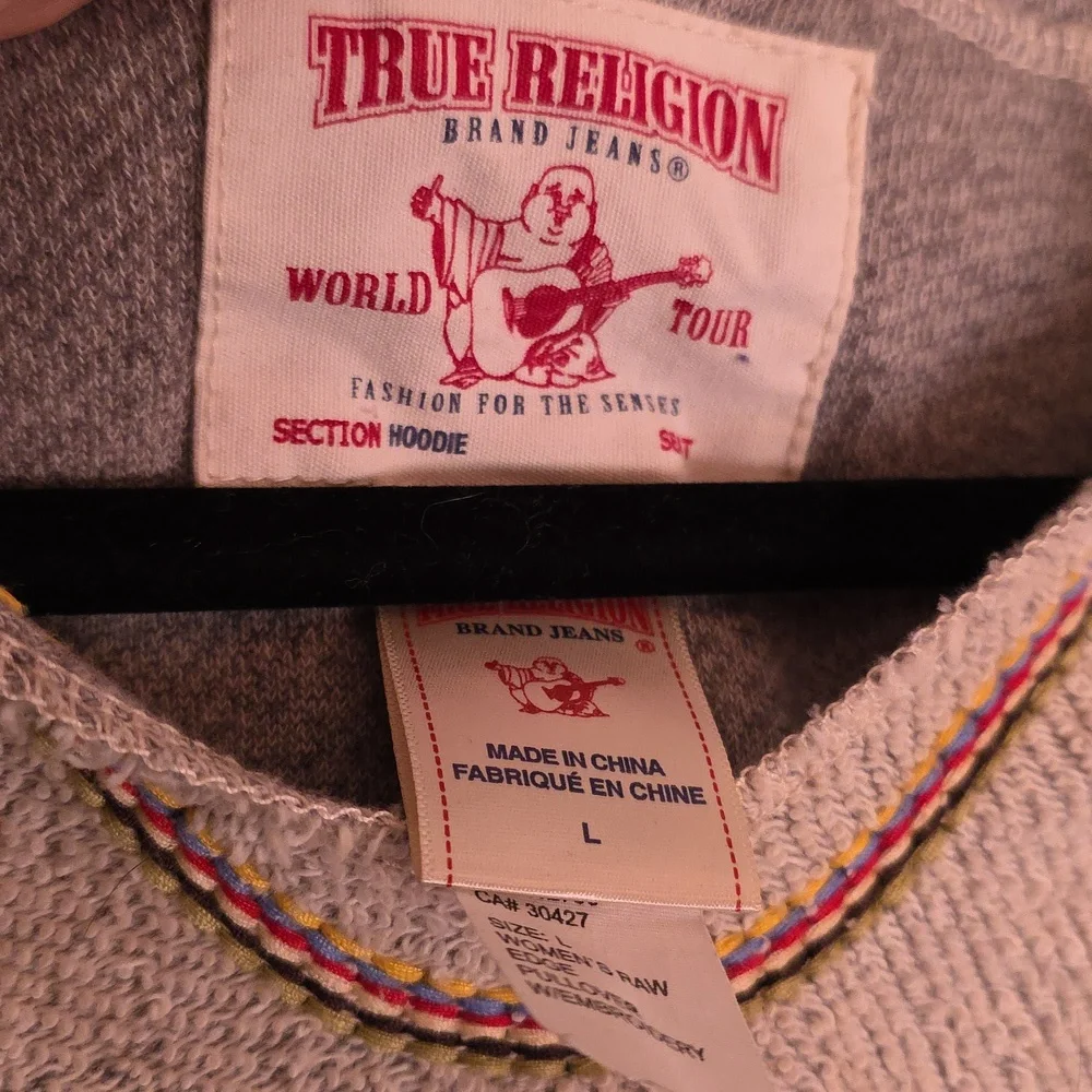 True Religion Gray and Cream Hoodie